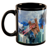 Giant Cat Laser Rampage and Destroy All Over Black Out Coffee Mug