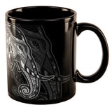 Tribal Elephant All Over Black Out Coffee Mug front view