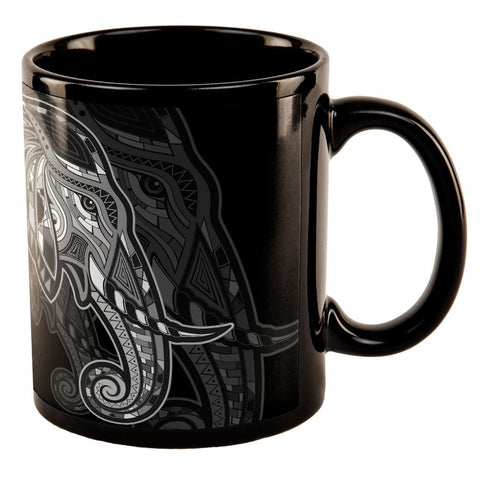 Tribal Elephant All Over Black Out Coffee Mug
