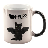 Halloween Cat Vampire Vam-purr All Over Heat Changing Coffee Mug  front view