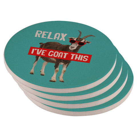 Relax I've Goat Got This Set of 4 Round Sandstone Coasters