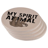 Sloth My Spirit Animal Set of 4 Round Sandstone Coasters