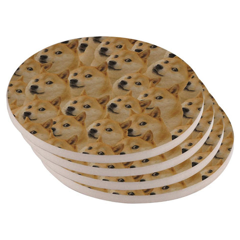 Doge Meme Set of 4 Round Sandstone Coasters