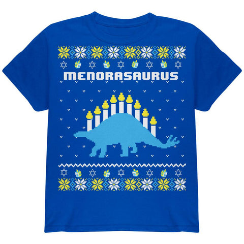 Hanukkah Ugly Sweater Menorasaurus Menorah Stegasaurus Youth T Shirt