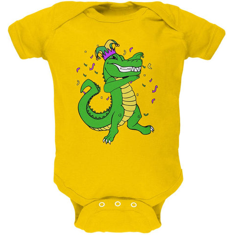 Mardi Gras Dabbing Alligator Jester Soft Twins Baby One Piece
