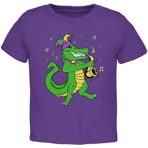 Mardi Gras Alligator Playing Saxaphone Jester Jazz Toddler T Shirt