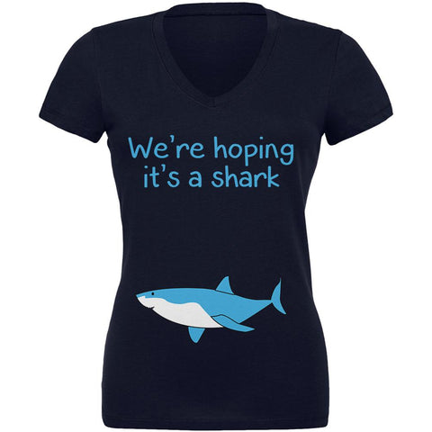 We're Hoping It's A Shark Juniors V-Neck T Shirt