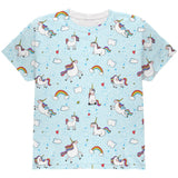 Flying Unicorn Unicorns Sky Repeat Pattern All Over Youth T Shirt