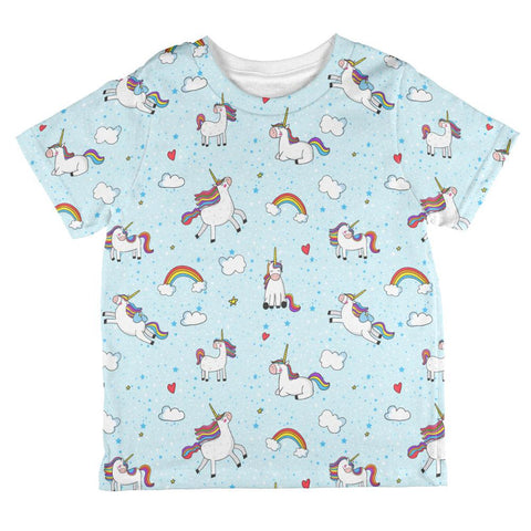 Flying Unicorn Unicorns Sky Repeat Pattern All Over Toddler T Shirt