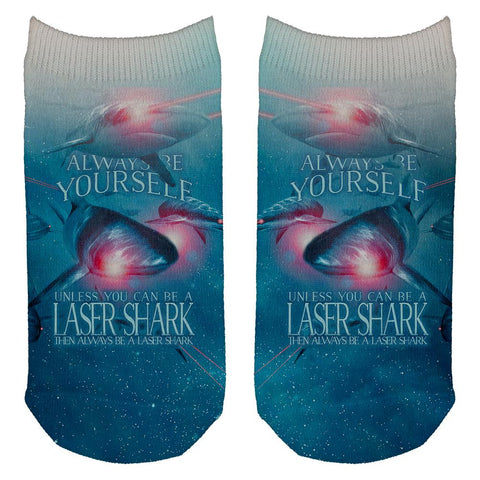 Always Be Yourself Unless Laser Shark All Over Adult Ankle Socks