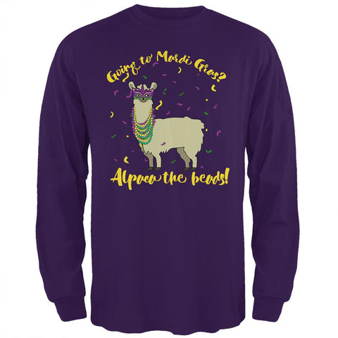 Mardi Gras Alpaca Funny Pun Mens Long Sleeve T Shirt