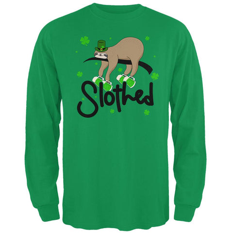 St. Patrick's Day Slothed Sloth Sloshed Drinking Mens Long Sleeve T Shirt