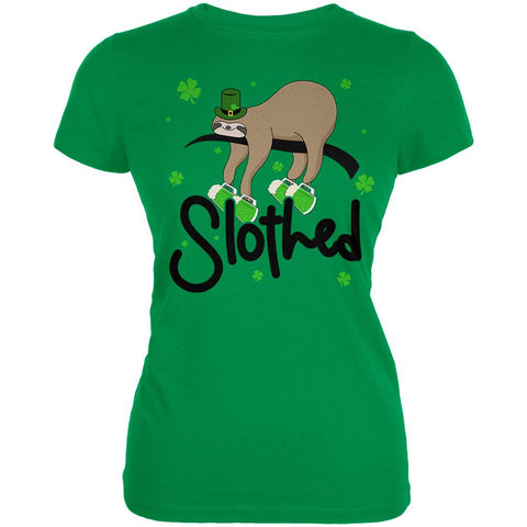 St. Patrick's Day Slothed Sloth Sloshed Drinking Juniors Soft T Shirt