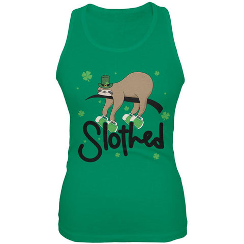 St. Patrick's Day Slothed Sloth Sloshed Drinking Juniors Soft Tank Top