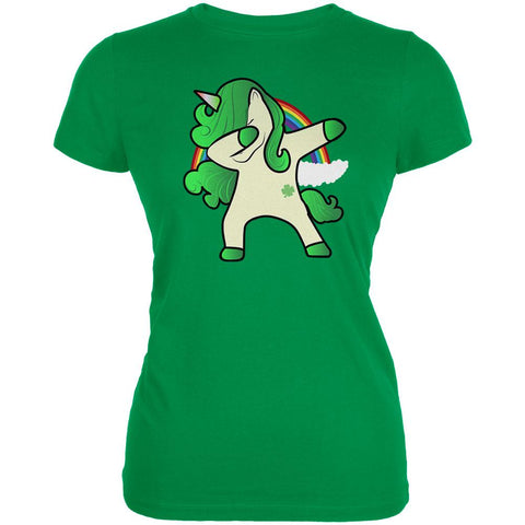 St. Patrick's Day Irish Dabbing Unicorn Juniors Soft T Shirt