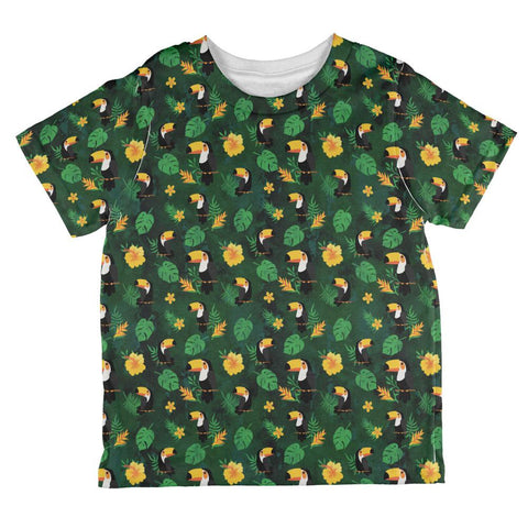 Tropical Toucan Rainforest Repeat Pattern All Over Toddler T Shirt