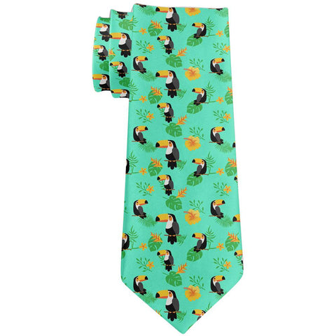 Tropical Toucan Rainforest Repeat Pattern All Over Neck Tie