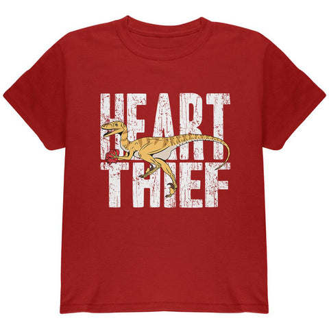 Valentine's Day Velociraptor Heart Thief Dino Youth T Shirt