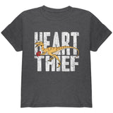 Valentine's Day Velociraptor Heart Thief Dino Youth T Shirt