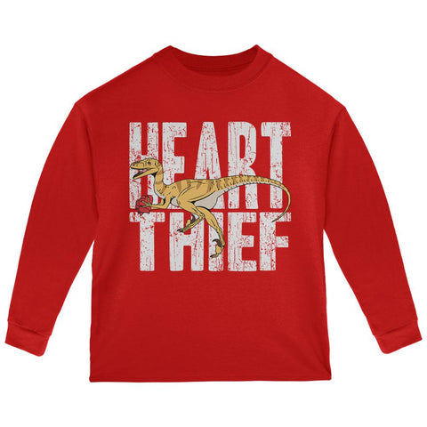 Valentine's Day Velociraptor Heart Thief Dino Toddler Long Sleeve T Shirt