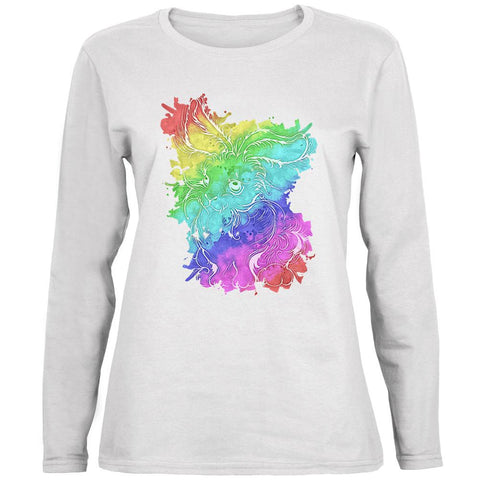Rainbow Watercolor Easter Bunny Ladies' Relaxed Jersey Long-Sleeve Tee