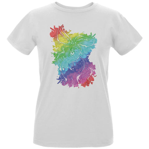 Rainbow Watercolor Easter Bunny Womens Organic T Shirt