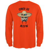 Funny Cat Cinco de Mayo Meow Mens Long Sleeve T Shirt front view