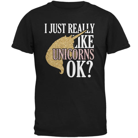 I Just Really Like Unicorns Ok Faux Glitter Mens T Shirt