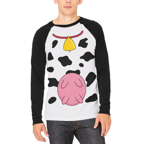 Halloween Cow Costume Udders Funny Mens Long Sleeve Raglan T Shirt