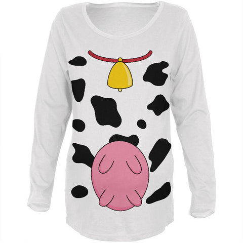 Halloween Cow Costume Udders Funny Maternity Soft Long Sleeve T Shirt