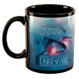 Always Be Yourself Unless Laser Shark All Over Black Out Coffee Mug
