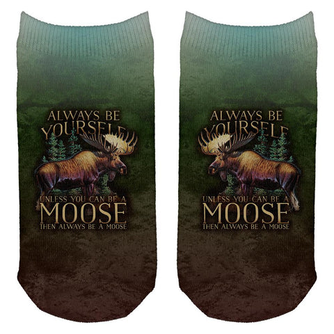 Always Be Yourself Unless Moose All Over Adult Ankle Socks