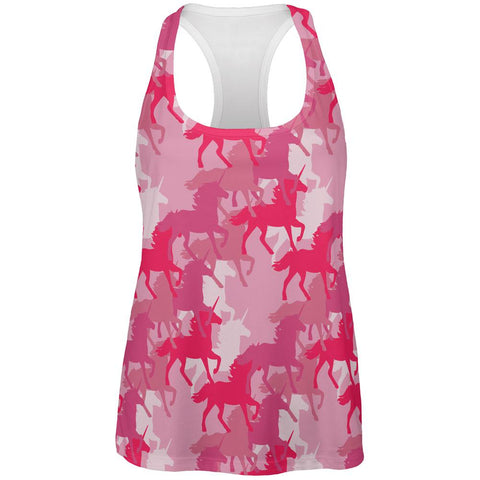 Unicorn Pink Camo Camouflage All Over Womens Work Out Tank Top