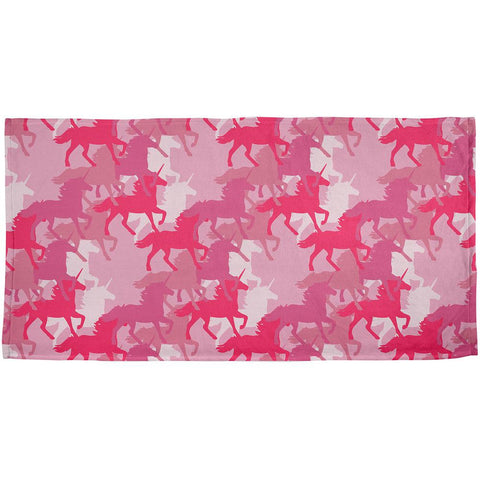 Unicorn Pink Camo Camouflage All Over Beach Towel