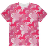 Unicorn Pink Camo Camouflage All Over Youth T Shirt