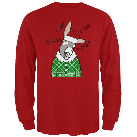Italian Christmas Donkey Hee-Haw Funny Cute Mens Long Sleeve T Shirt