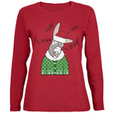 Italian Christmas Donkey Hee-Haw Funny Cute Womens Long Sleeve T Shirt front view