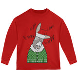 Italian Christmas Donkey Hee-Haw Funny Cute Toddler Long Sleeve T Shirt front view