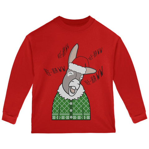 Italian Christmas Donkey Hee-Haw Funny Cute Toddler Long Sleeve T Shirt