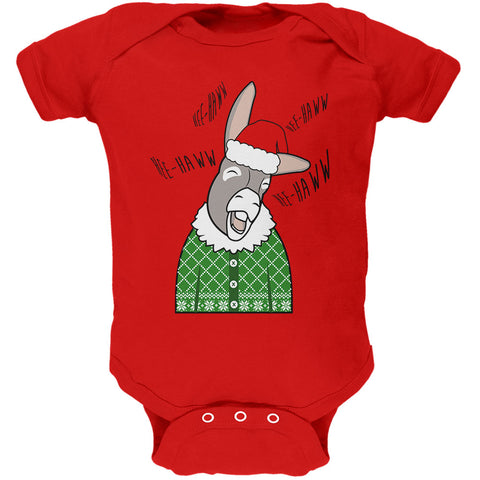 Italian Christmas Donkey Hee-Haw Funny Cute Soft Baby One Piece  front view