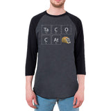 Taco Cat Periodic Table Mens Raglan T Shirt front view