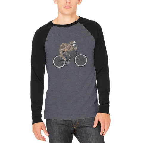 Bicycle Sloth Adult Long Sleeve Raglan T-Shirt