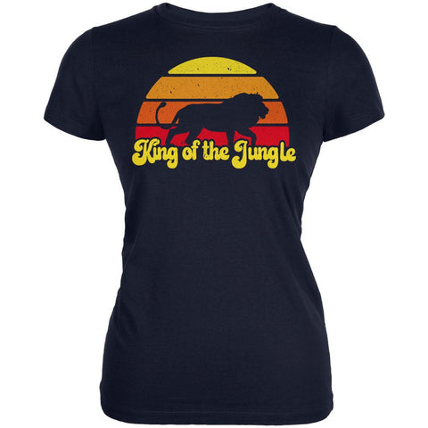 King Of The Jungle Lion Retro Sun Juniors Soft T Shirt