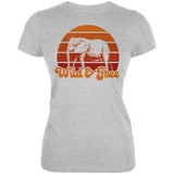 Elephant Wild And Free Retro Sun Juniors Soft T Shirt front view