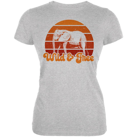 Elephant Wild And Free Retro Sun Juniors Soft T Shirt