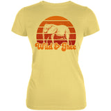 Elephant Wild And Free Retro Sun Juniors Soft T Shirt front view