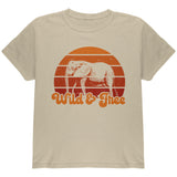 Elephant Wild And Free Retro Sun Youth T Shirt front view