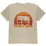 Elephant Wild And Free Retro Sun Youth T Shirt