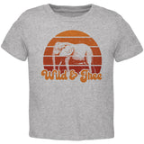 Elephant Wild And Free Retro Sun Toddler T Shirt front view