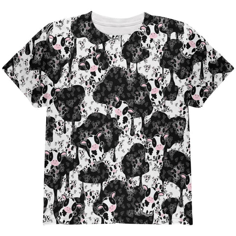 Cute Mad Cow Pattern All Over Youth T Shirt